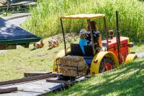 Es handelt sich um eine entspannte und ruhige Rundfahrt auf einem schienengeführten Traktor. • © ummeteck.de - Silke Schön