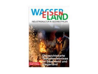 Mit der kostenlosen Übersichtskarte von WasserEisenLand können spannende Technikerlebnisse in Südwestfahlen entdeckt werden. // Grafik: Regine Rottwinkel / WasserEisenLand e. V.