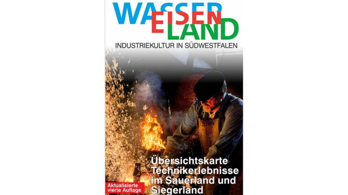 Mit der kostenlosen Übersichtskarte von WasserEisenLand können spannende Technikerlebnisse in Südwestfahlen entdeckt werden. // Grafik: Regine Rottwinkel / WasserEisenLand e. V.