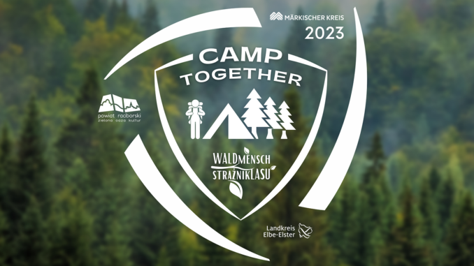 Gemeinsam aktiv für den Wald werden können Jugendliche bei dem neuen Jugendcamp „CampTogether“. Thema ist die Beziehung von Wald und Mensch. // Grafik: Märkischer Kreis / Landkreis Elbe-Elster / Kreis Ratibor