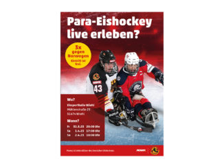 Das Plakat der Wettkämpfe im Para Eishockey in Wiehl.