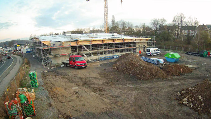 Der Baufortschritt des neuen Hallenbades ist deutlich sichtbar. // Foto: Stadt Hemer